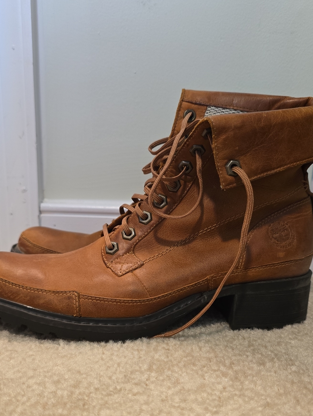 Timberland Women's Earthkeepers Smartwool Tan Leather Lace-Up Boots